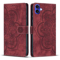 Mandala Embossed Retro Frosted Leather Phone Case, For iPhone 16, For iPhone 15 Pro Max, For iPhone 15 Pro, For iPhone 15 Plus