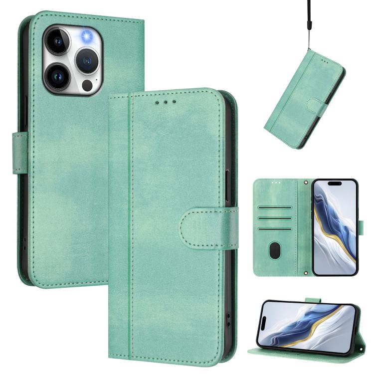 Line Splicing Buckle Retro Leather Phone Case, For iPhone 13 Pro Max, For iPhone 13 Pro, For iPhone 13 mini