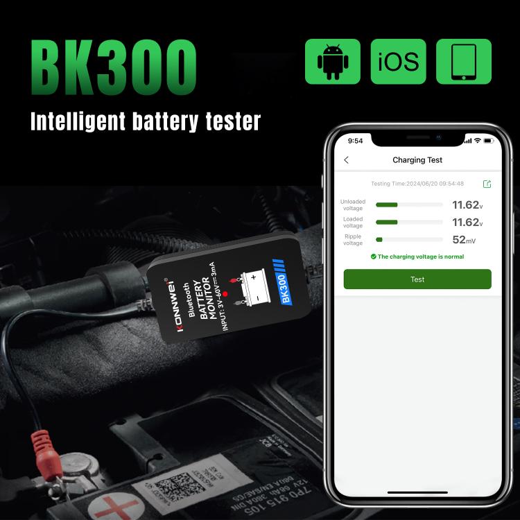 KONNWEI BK300 6V / 12V / 24V Auto-Bluetooth 5.0 Batterieüberwachungs-Diagnosetool, BK300