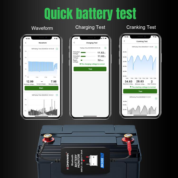 KONNWEI BK300 6V / 12V / 24V Auto-Bluetooth 5.0 Batterieüberwachungs-Diagnosetool, BK300