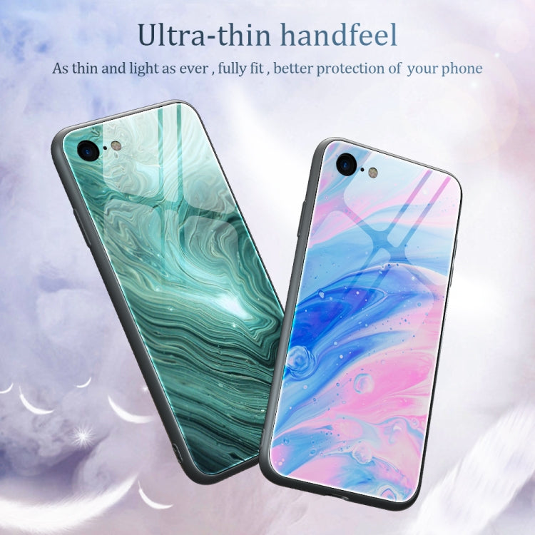 Schutzhülle aus Glas mit Marmormuster, für iPhone SE 2022 / SE 2020 / 8 / 7, für iPhone X