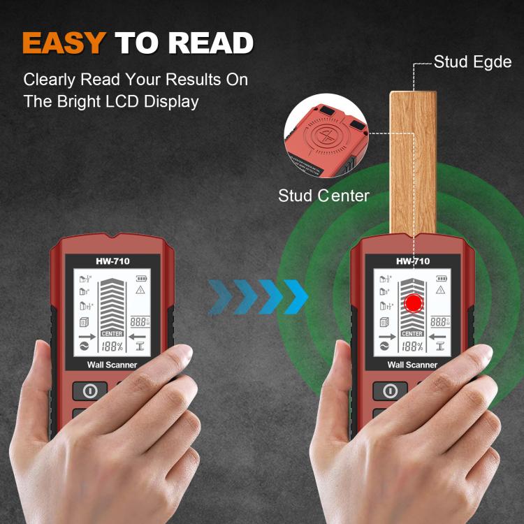 HW-710 5-in-1 Wall Scanner Metal Detector Stud Finder Measuring Instrument
