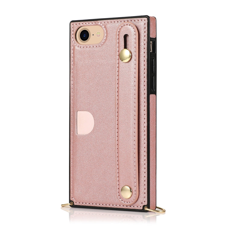 Stoßfeste Schutzhülle aus PU+TPU mit Handschlaufe, Umhängeband, Halterung und Kartenfach, für iPhone 6, für iPhone 7 / 8 / SE 2020, für iPhone 6 Plus, für iPhone 8 Plus / 7 Plus