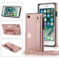 Stoßfeste Schutzhülle aus PU+TPU mit Handschlaufe, Umhängeband, Halterung und Kartenfach, für iPhone 6, für iPhone 7 / 8 / SE 2020, für iPhone 6 Plus, für iPhone 8 Plus / 7 Plus