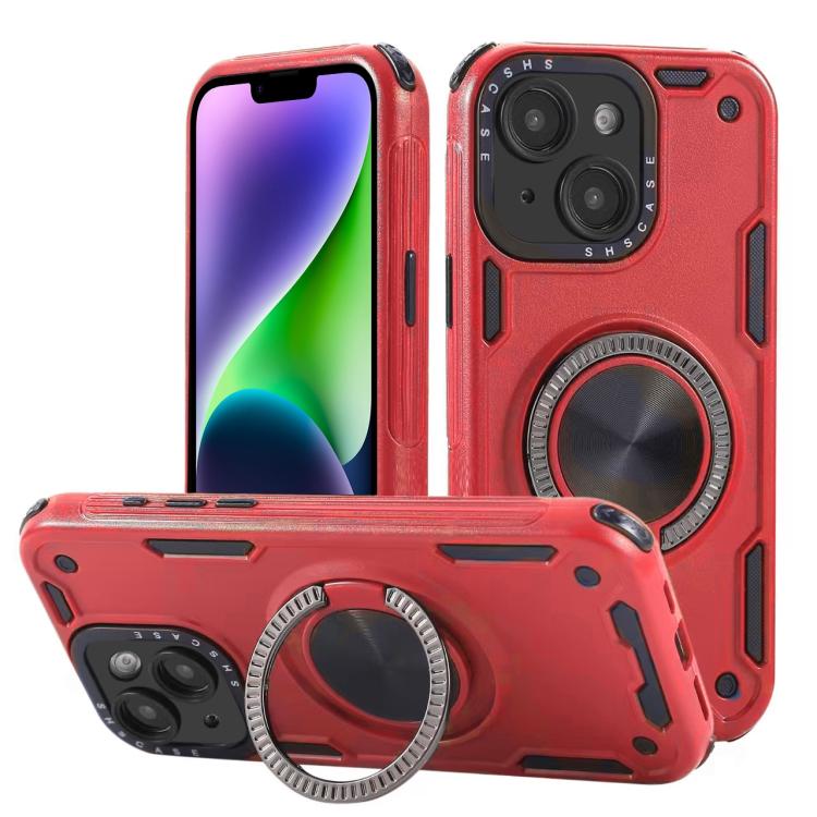 Three-core Mecha 360 Degree Rotation Magnetic Holder Phone Case, For iPhone 15 Pro Max, For iPhone 15, For iPhone 14, For iPhone 14 Pro Max, For iPhone 13 Pro Max, For iPhone 13