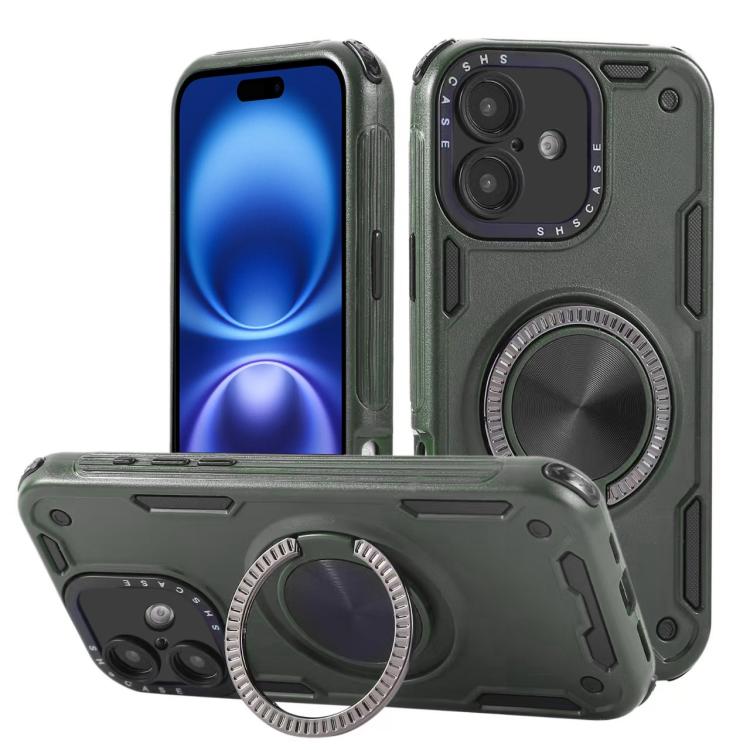 Three-core Mecha 360 Degree Rotation Magnetic Holder Phone Case, For iPhone 17 Pro Max, For iPhone 17 Pro, For iPhone 16 Pro Max, For iPhone 16 Pro, For iPhone 16 Plus, For iPhone 16