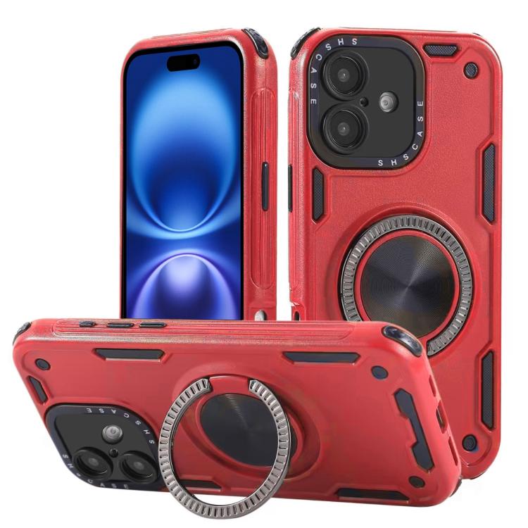 Three-core Mecha 360 Degree Rotation Magnetic Holder Phone Case, For iPhone 17 Pro Max, For iPhone 17 Pro, For iPhone 16 Pro Max, For iPhone 16 Pro, For iPhone 16 Plus, For iPhone 16