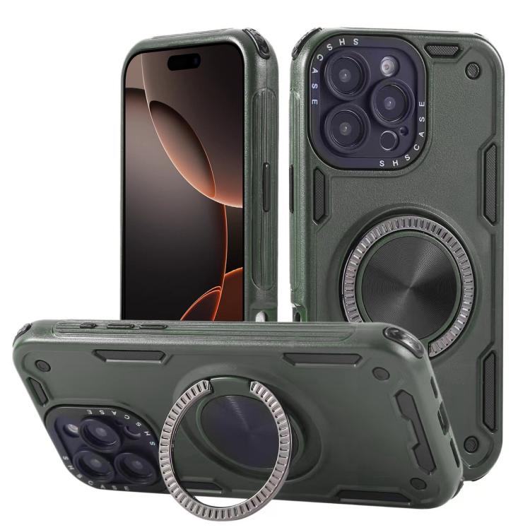 Three-core Mecha 360 Degree Rotation Magnetic Holder Phone Case, For iPhone 17 Pro Max, For iPhone 17 Pro, For iPhone 16 Pro Max, For iPhone 16 Pro, For iPhone 16 Plus, For iPhone 16