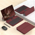 Integrated Full Coverage Bluetooth Keyboard Leather Case Set with Pen and Mouse