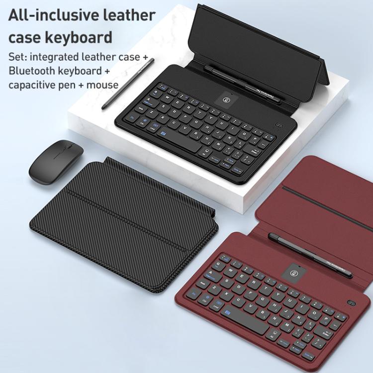 Integrated Full Coverage Bluetooth Keyboard Leather Case Set with Pen and Mouse