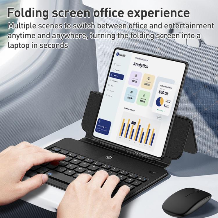 Integrated Full Coverage Bluetooth Keyboard Leather Case Set with Pen and Mouse