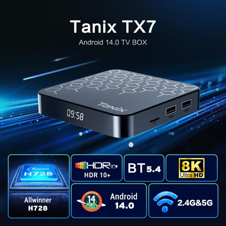 Tanix TX7 Android 14 TV Box – Allwinner H728 Octa-Core, 8K UHD, WiFi 6