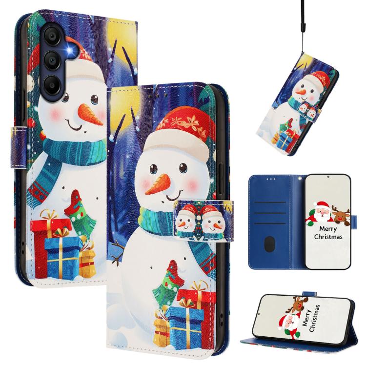 Christmas Series Buckle Leather Phone Case with Hand Strap, For Samsung Galaxy A16 5G / 4G, For Samsung Galaxy A05s / F14 4G, For Samsung Galaxy M35 5G, For Samsung Galaxy M55 5G / C55 5G