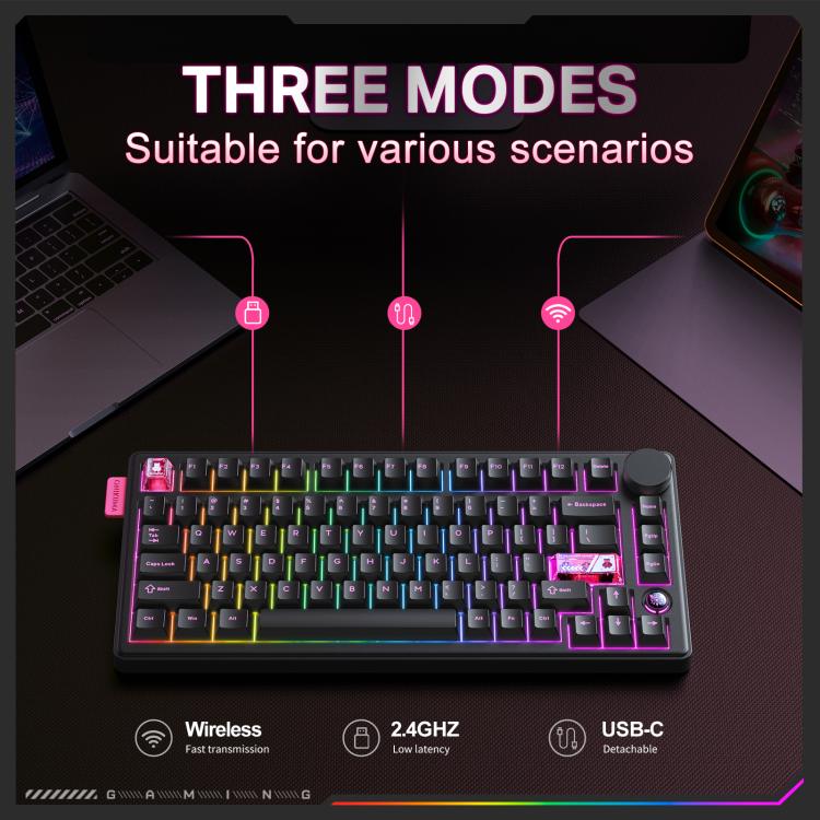 MT706 81-Keys Hot Swappable Triple Mode Mechanical Keyboard, MT706