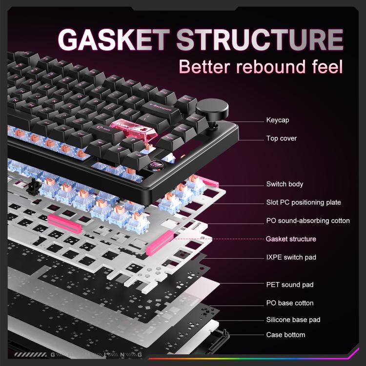 MT706 81-Keys Hot Swappable Triple Mode Mechanical Keyboard, MT706