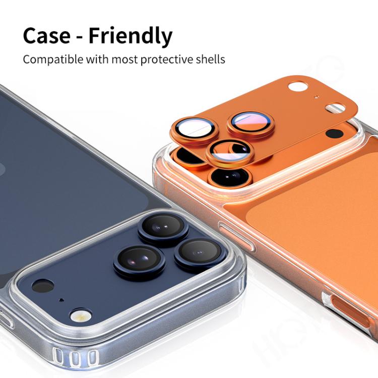 XDcase Armor Full-Coverage Frosted Metal Camera Lens Ring Film, For iPhone 17 Pro Max, For iPhone 17 Pro