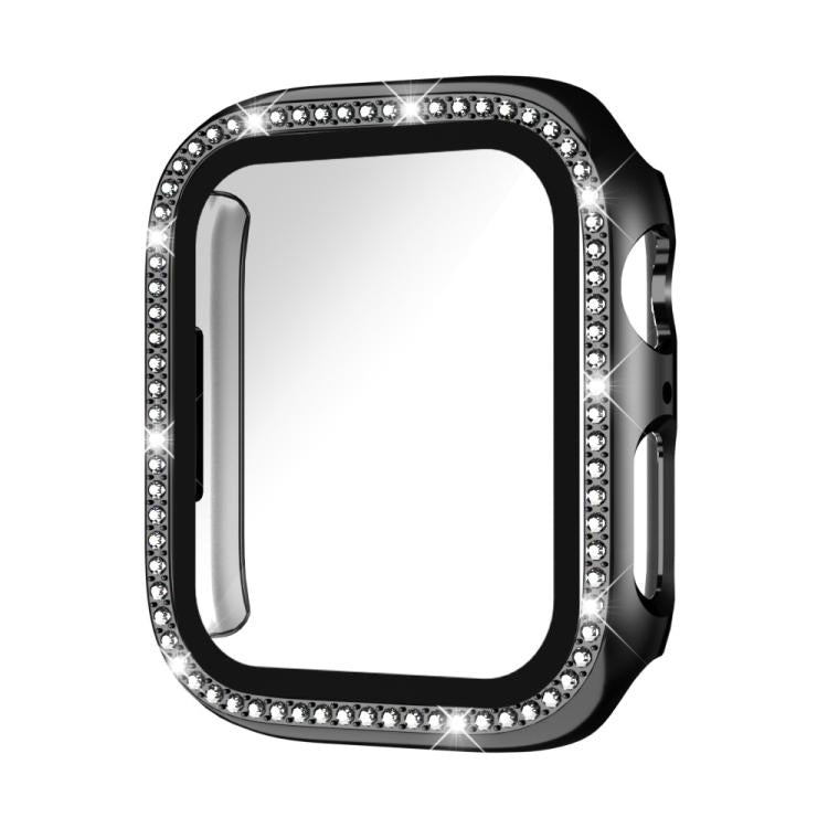 xDfind Single Row Diamond Tempered Glass Film Integrated PC Watch Case, For Apple Watch Series 11 46mm / 10 46mm, For Apple Watch Series 11 42mm / 10 42mm