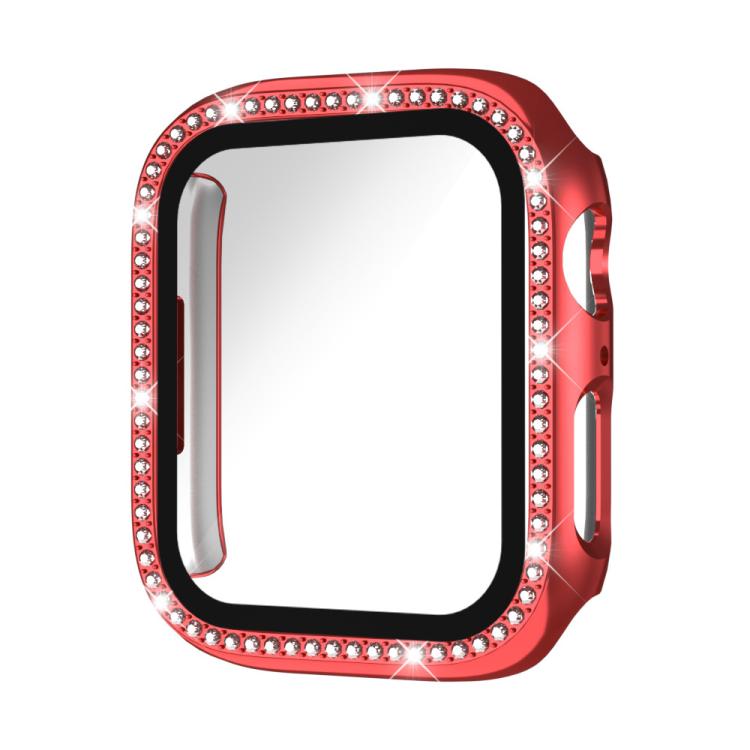 xDfind Single Row Diamond Tempered Glass Film Integrated PC Watch Case, For Apple Watch Series 11 46mm / 10 46mm, For Apple Watch Series 11 42mm / 10 42mm