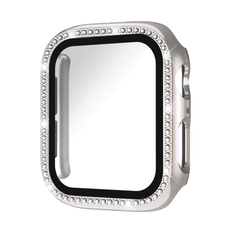 xDfind Single Row Diamond Tempered Glass Film Integrated PC Watch Case, For Apple Watch Series 9 / 8 / 7 41mm, For Apple Watch Series 3 / 2 / 1 38mm