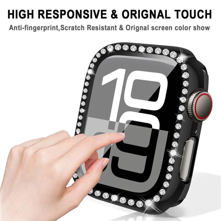 xDfind Single Row Diamond Tempered Glass Film Integrated PC Watch Case, For Apple Watch Ultra 3 / 2 / 1 49mm, For Apple Watch Series 9 / 8 / 7 45mm