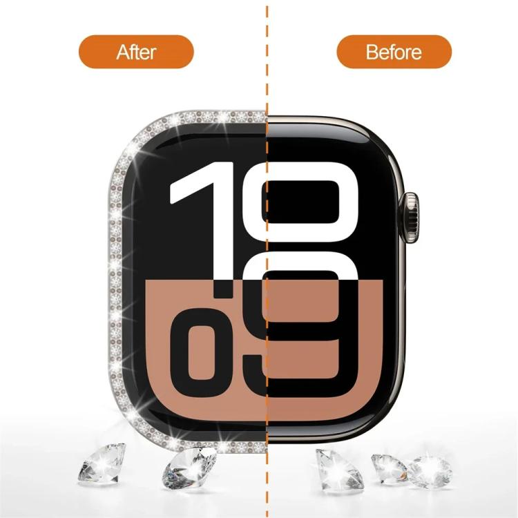 xDfind Single Row Diamond Tempered Glass Film Integrated PC Watch Case, For Apple Watch Ultra 3 / 2 / 1 49mm, For Apple Watch Series 9 / 8 / 7 45mm