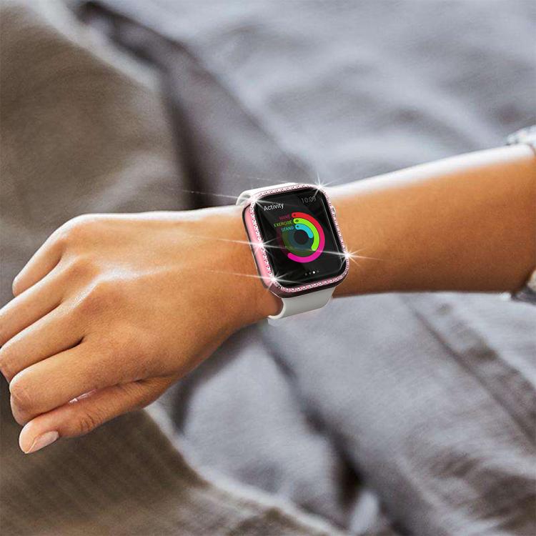 xDfind Single Row Diamond Tempered Glass Film Integrated PC Watch Case, For Apple Watch Series 9 / 8 / 7 41mm, For Apple Watch Series 3 / 2 / 1 38mm