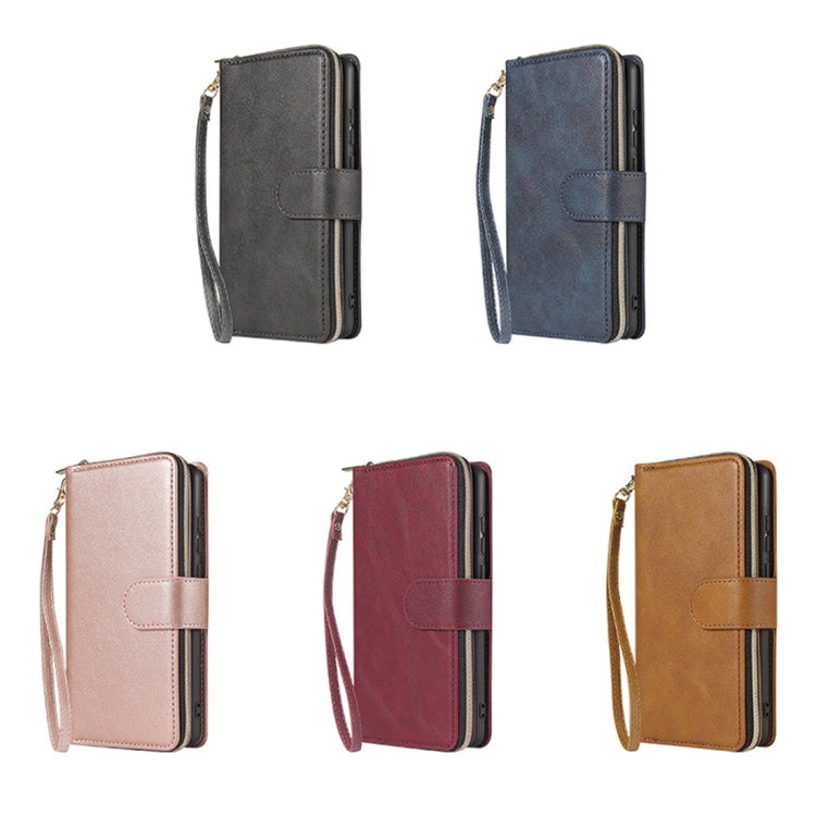 Zipper Wallet Bag Horizontal Flip PU Leather Case with Holder & 9 Card Slots & Wallet & Lanyard & Photo Frame, For iPhone 11, For iPhone 11 Pro, For iPhone 11 Pro Max, For iPhone SE 2022 / SE 2020 / 8 / 7