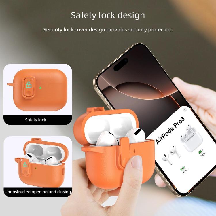 XDcase Leather Texture Security Lock TPU Earbud Case, For AirPods Pro 3, For AirPods 4, For AirPods Pro 2 / 1