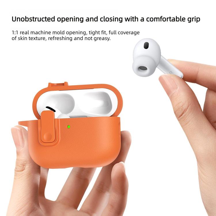 XDcase Leather Texture Security Lock TPU Earbud Case, For AirPods Pro 3, For AirPods 4, For AirPods Pro 2 / 1