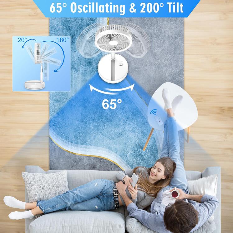 F9 Upgrade faltbarer, höhenverstellbarer Tischventilator mit 8000 mAh Akku