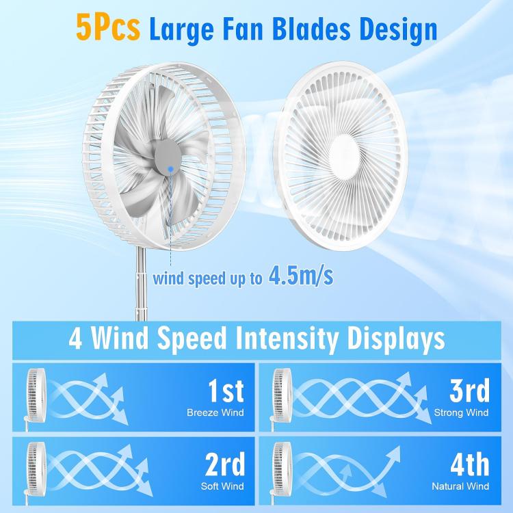 F9 Upgrade faltbarer, höhenverstellbarer Tischventilator mit 8000 mAh Akku