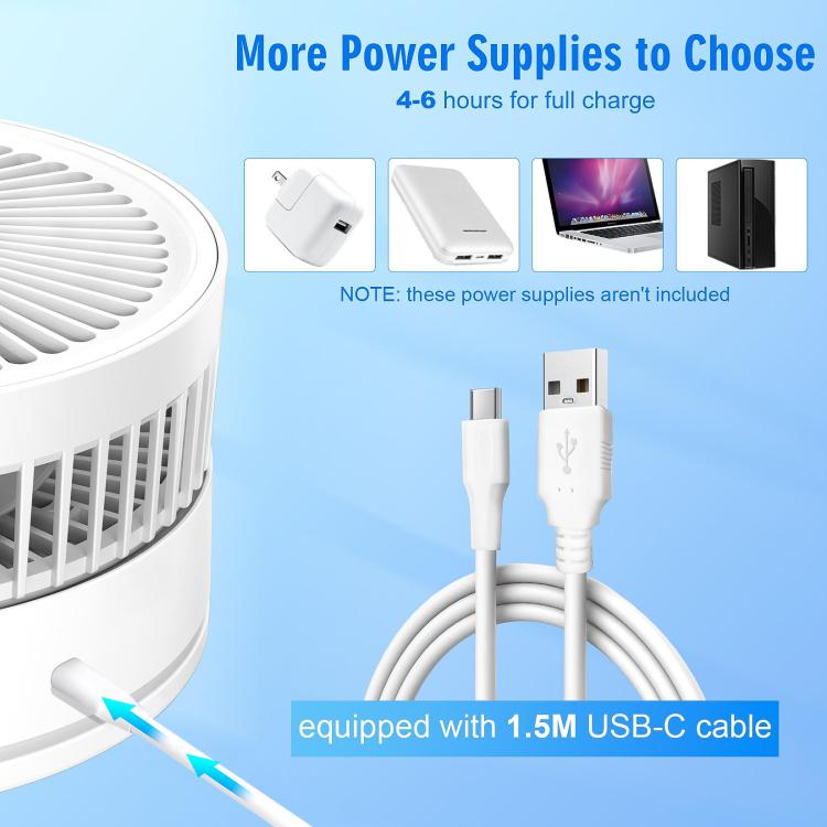 F9 Upgrade faltbarer, höhenverstellbarer Tischventilator mit 8000 mAh Akku