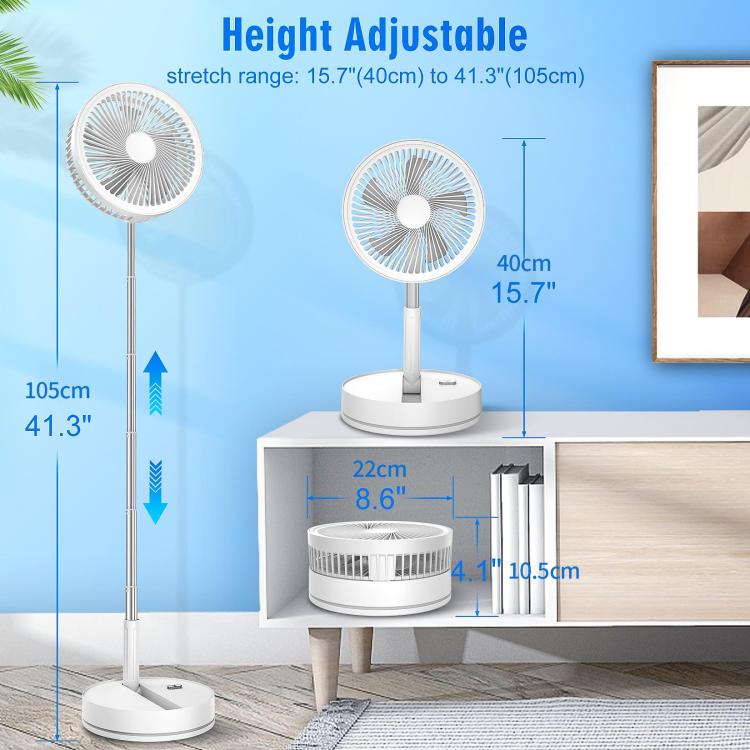 F9 Upgrade faltbarer, höhenverstellbarer Tischventilator mit 8000 mAh Akku
