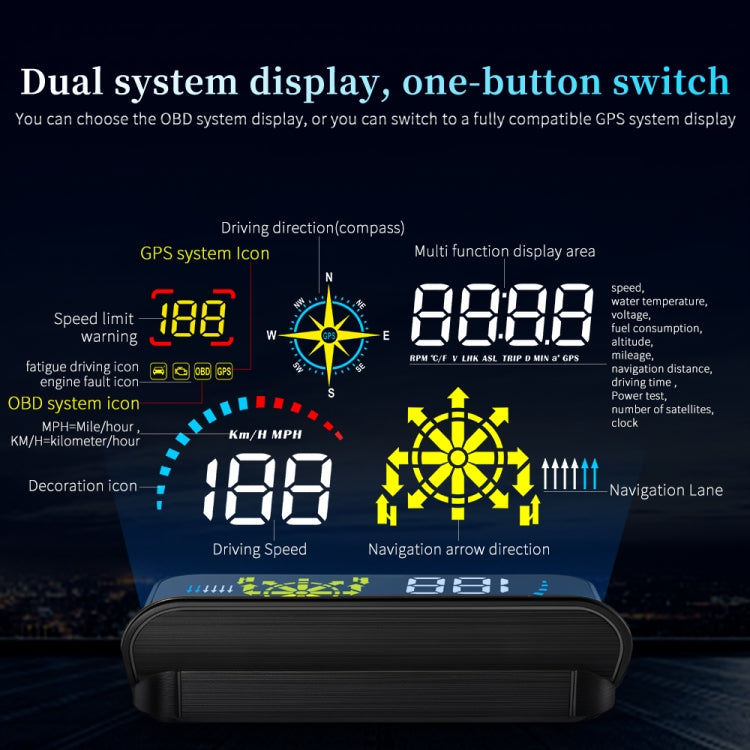 Q10 Car HUD Head-up Display GPS Speed Meter, Q10