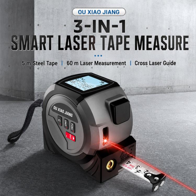 OUXIAOJIANG 3-in-1 hochpräziser Hand-Kreuzlinien-Laser-Entfernungsmesser mit digitalem Maßband, 40 m, 60 m