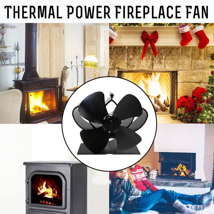 YL201 4-Blade High Temperature Metal Heat Powered Fireplace Stove Fan (Bronze)