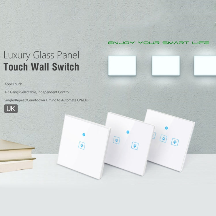 WS-UK-01 EWeLink App & Touch-Steuerung 2A 1-fach Smart-Wandschalter mit Glasfront, AC 90V-250V, UK-Stecker, 1-fach