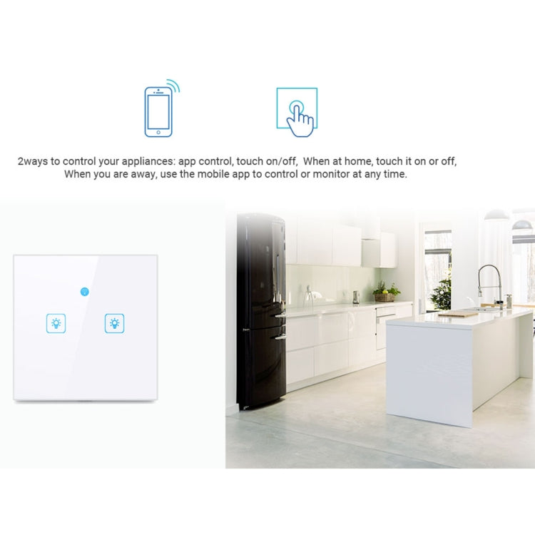 WS-UK-01 EWeLink App & Touch-Steuerung 2A 1-fach Smart-Wandschalter mit Glasfront, AC 90V-250V, UK-Stecker, 1-fach