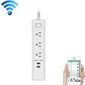 C198B 2 USB Ports + 3 US Sockets WiFi Smart Power Plug Socket, Compatible with Alexa and Google Home, AC 110V-240V, US Plug, White