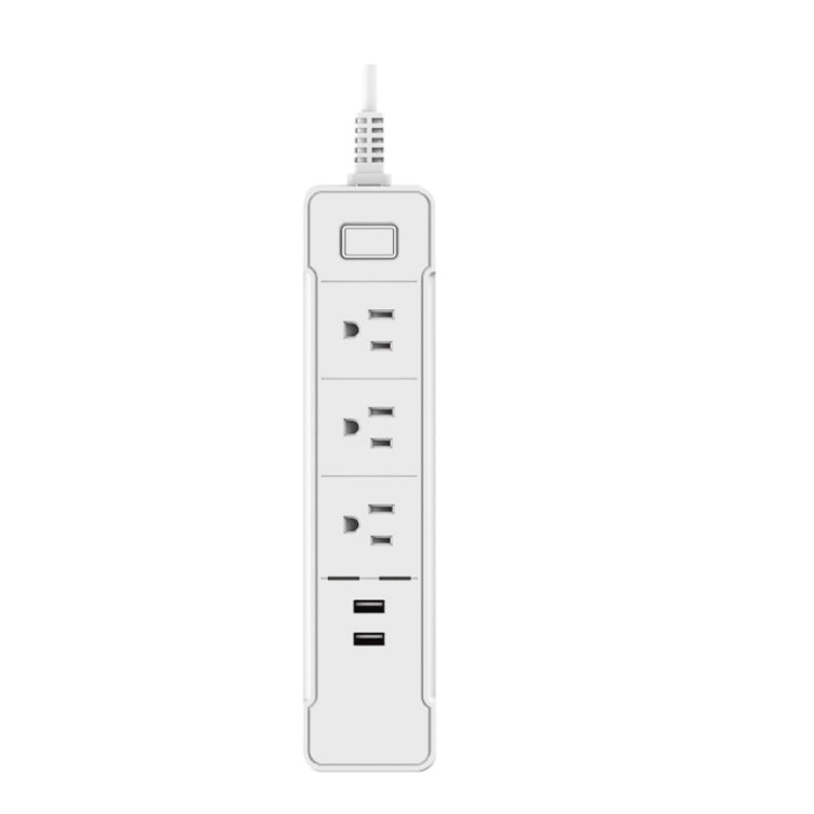 C198B 2 USB Ports + 3 US Sockets WiFi Smart Power Plug Socket, Compatible with Alexa and Google Home, AC 110V-240V, US Plug, White