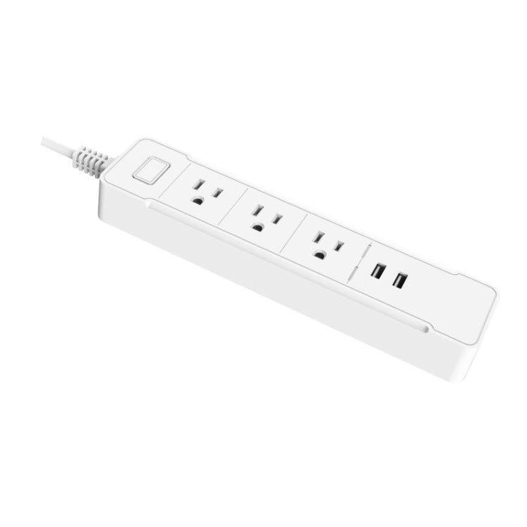 C198B 2 USB Ports + 3 US Sockets WiFi Smart Power Plug Socket, Compatible with Alexa and Google Home, AC 110V-240V, US Plug, White