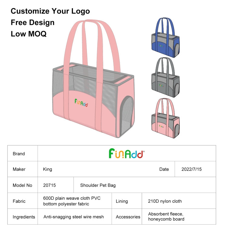 FUNADD Breathable Pet Carrier Bag Portable Outdoor Shoulder Tote for Cats & Dogs