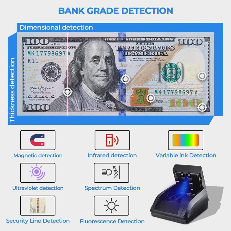 AL-130 Small Portable Money Detector for USD Euro, Specifications:EU Plug, EU Plug