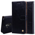 Lite Wallet Case Leather Flip Cover Oil Wax Texture with Card Slots Stand Business Style Phone Case Protective Holder