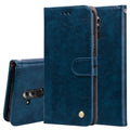 Lite Wallet Case Leather Flip Cover Oil Wax Texture with Card Slots Stand Business Style Phone Case Protective Holder