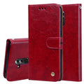 Lite Wallet Case Leather Flip Cover Oil Wax Texture with Card Slots Stand Business Style Phone Case Protective Holder
