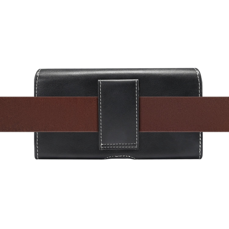 Men Lambskin Waist Phone Bag Leather Belt Pouch Universal Mobile Case for 6.9 Inch Smartphones Multi-Functional Holster with Card Slot