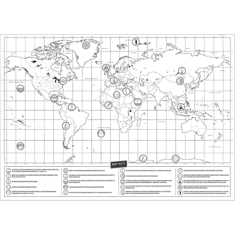 School Teaching Office Supplies Scratch World Map, Size: 82.5 x 59.3cm, Without Flags