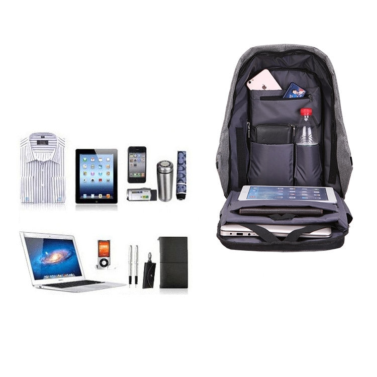 Multi-Function Large Capacity Travel Anti-theft Security Casual Backpack Laptop Computer Bag with External USB Charging Interface for Men / Women, Size: 42 x 29 x 14 cm, Black, Grey, Blue, Purple