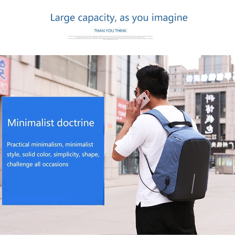 Multi-Function Large Capacity Travel Anti-theft Security Casual Backpack Laptop Computer Bag with External USB Charging Interface for Men / Women, Size: 42 x 29 x 14 cm, Black, Grey, Blue, Purple